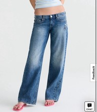 NWT Aeropostale Super Low-Rise Baggy Wide Leg Denim Stars Jean Size 2 Short