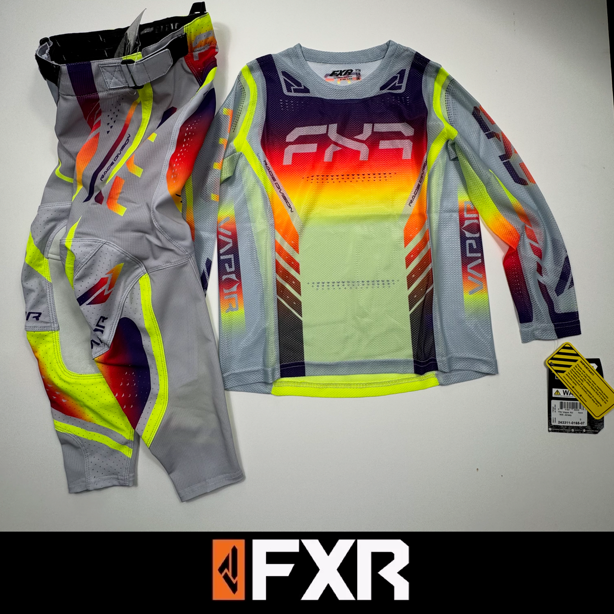 FXR Vapour Air Guava GREY Youth Motocross Kit Combo KIDS SUMMER