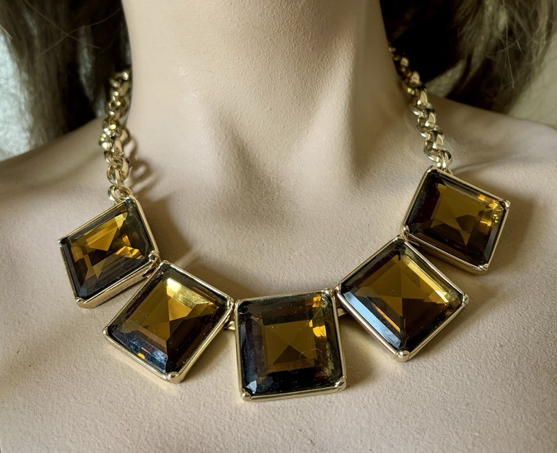 Topaz & Gold Statement Necklace, Banana Republic, NWOT