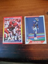 1990 Score ROOKIE Rodney Hampton NFL NY Giants & 1991 Pacific Football Card