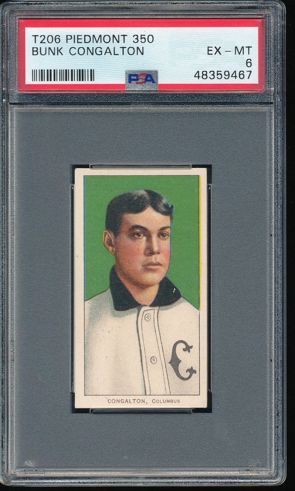 T206 Piedmont 350/25 Bunk Congalton PSA 6 - Columbus - POP 28