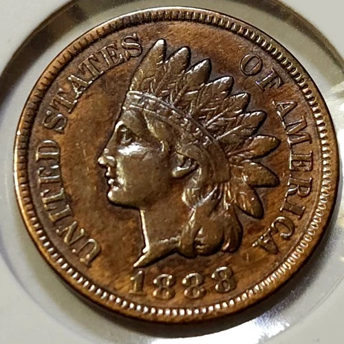 1888 Indian Head Cent - XF Details: Cleaned, Rev Stain- Bold Liberty, 3 Diamonds