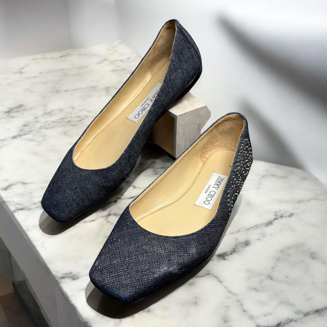 Choo Romy Jimmy Choo Denim Shoes Jimmy Choo Flat Shoes Denim With