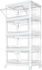 4 Tier Clear Plastic Storage Boxes with Lid – Stackable Storage Bins with Wheels