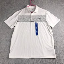 Adidas Golf Polo Shirt Mens L White Floral Chest Print Performance NEW NWT