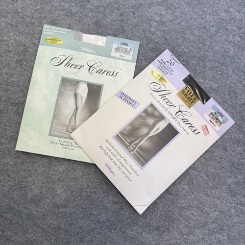 Worthington Sheer Caress Pantyhose Lot 2 Pk Long Soft Grey & Moss Control Top Su