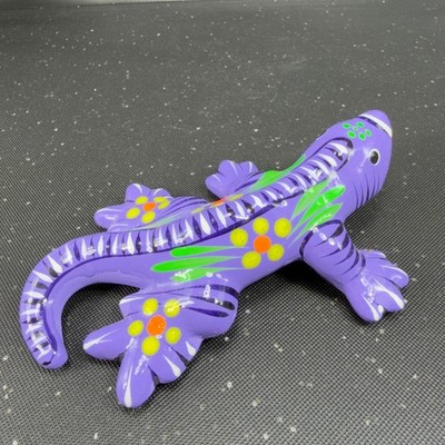 Mexican Talavera Pottery Lizard Wall Art Figurine Purple Hand