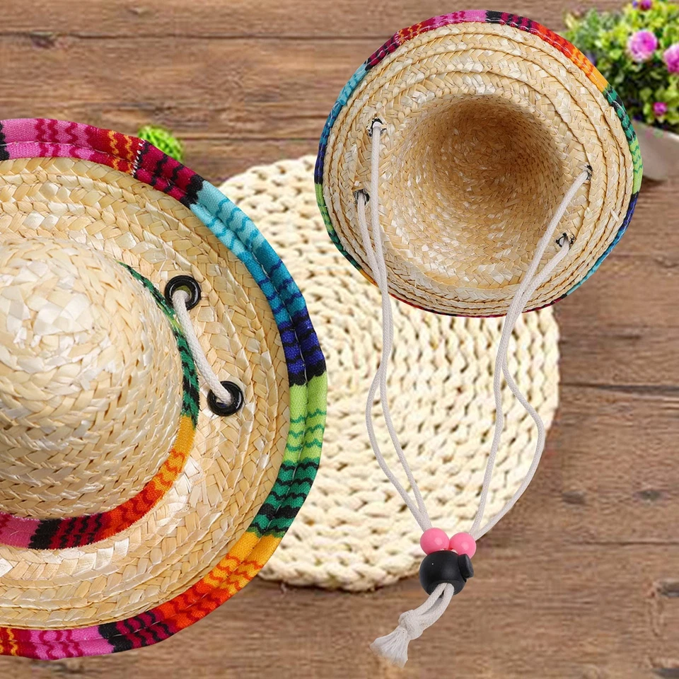6件装天然吸管迷你墨西哥Sombrero嘉年华派对帽子用品装饰 — 第 3/4 张图片