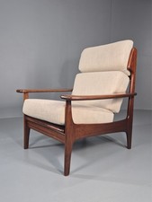 Vintage Mid Century Teak Lounge Chair Danish 1970s New Upholstery EB11138 MNOR