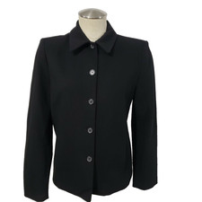 J. Crew Black 5 buttons Rayon Nylon Blend Jacket Blazer 2 Pockets 6 Made in USA