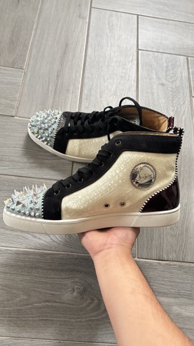 Christian Louboutin sneakers enamel white black Size 12US (45) EU Preowned - Picture 5 of 8