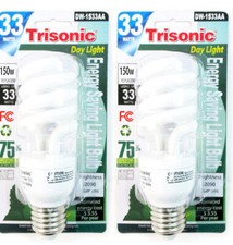 2 pack Daylight Bulb Light 33 W Energy 150 Watt Output White Compact Fluorescent