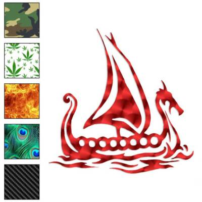 #ad Viking Ship Dragon Boat Vinyl Decal Sticker 40 Patterns amp; 3 Sizes #719 $7.95