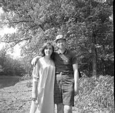 Vintage  Negative B&W Med Format Man Woman Couple Outdoors #382