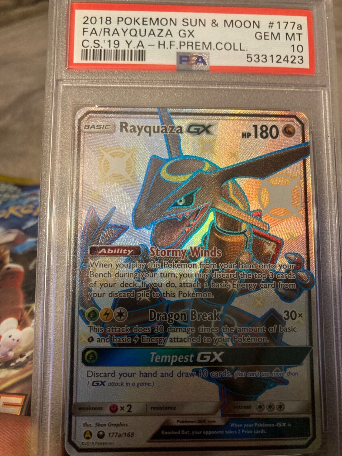 PSA 10 Gem Mint - SHINY RAYQUAZA GX FULL ART HOLO - Pok