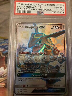 PSA 10 Shiny Rayquaza GX Promo Hidden Fates Pokemon Car