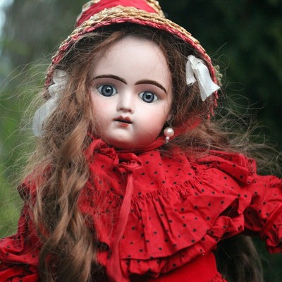 Antike Porzellan Puppe Margaine Lacroix DEPOSE Nr. 12 & trousseau 60cm 9 Glieder