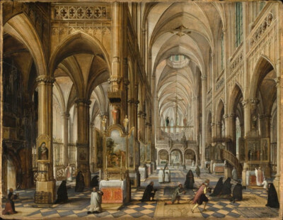 high quality oil painting handpainted on canvas ''Interior of a Gothic Cathedral''