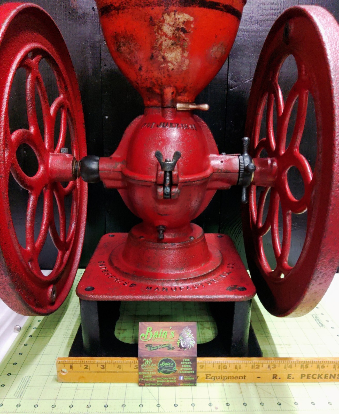 Antique Enterprise No 9 Coffee Grinder 1898 Two Wheel Coffee Mill