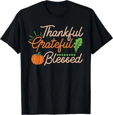 Thanksgiving Family Motif - Thankful Grateful Blessed T-Shirt