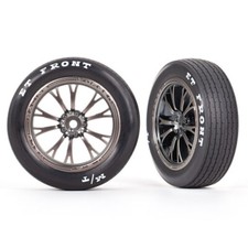 Traxxas 9474A Front Tires w/ Weld Satin Black Chrome Wheels  Foam Inserts 2 