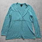 Lane Bryant Sweater 18/20 Open Knit Wrap Long Sleeve Lightweight V-Neck Teal