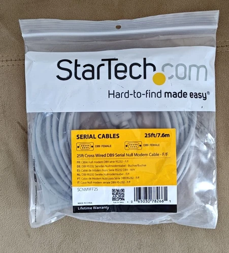 25ft Cross Wired DB9 Serial Null Modem Cable - F/F