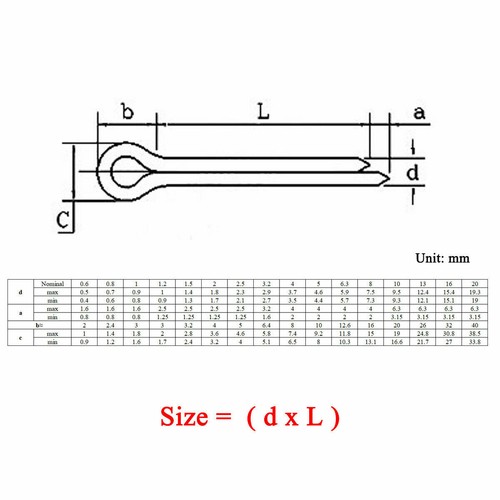 Cotter Pin Split Pins Assortment Hardware Tool M1 Bis M10 A2 304 Stainless Steel - Picture 2 of 5