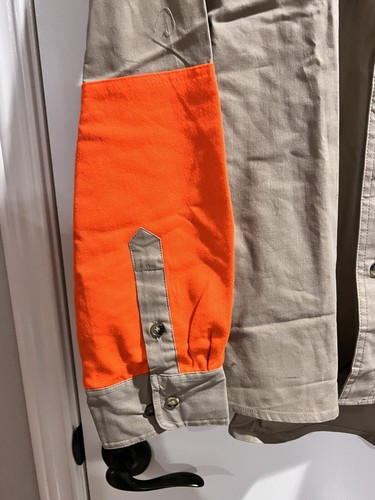BOB ALLEN HIGH PRAIRIE LONG SLEEVE HUNTING SHIRT TAN / ORANGE HALLIBURTON LOGO - Picture 4 of 8