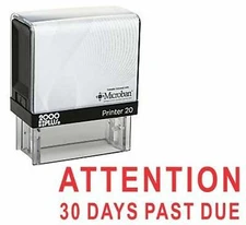Attention 30 Days Past Due Cosco Printer Office Self Inking RED Rubber Stamp