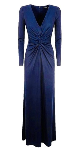 RALPH LAUREN Long Sleeve Sequined Gown Navy Womens 6 Maxi Evening Dress  $230 | eBay