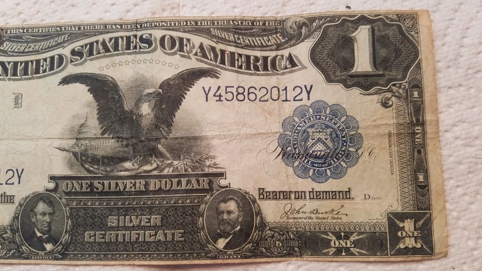 1899 $1 Black Eagle Silver Certificate Dollar Teehee Burke YY Block Fr 233 VF ! - Image 4 of 4