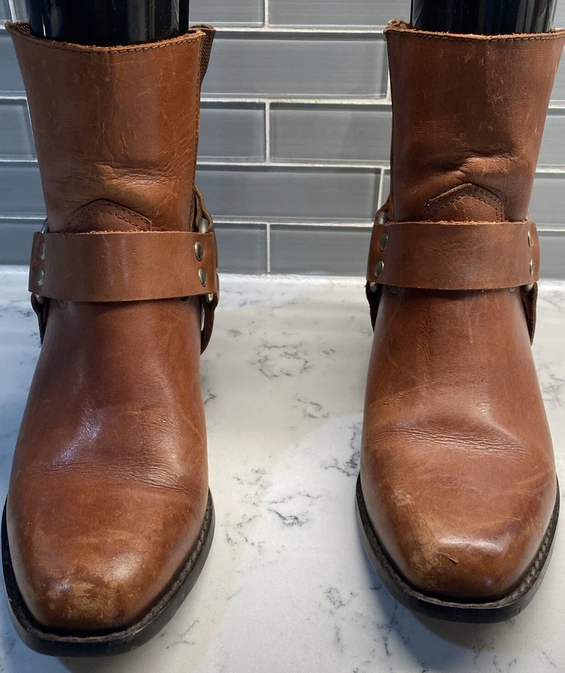 CONNIE Western Cowgirl Style Chelsea Booties 9B Buckle Detail Square Toe Brazil - Image 2 of 4