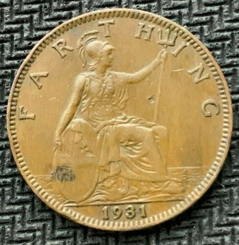 1931 UK Farthing Coin AU + Great Britain #C1135