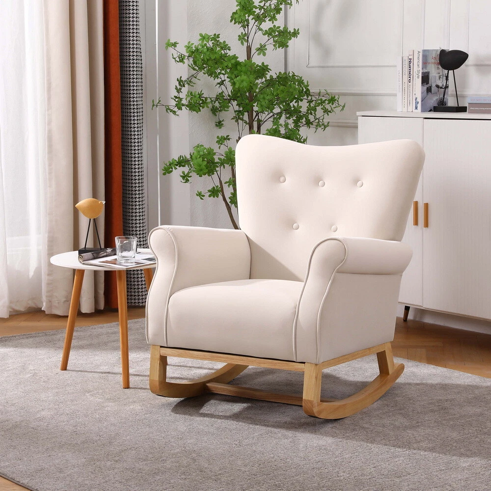 Baby Room Rocking Chair Nursery Fabric Rocker Chair High Back