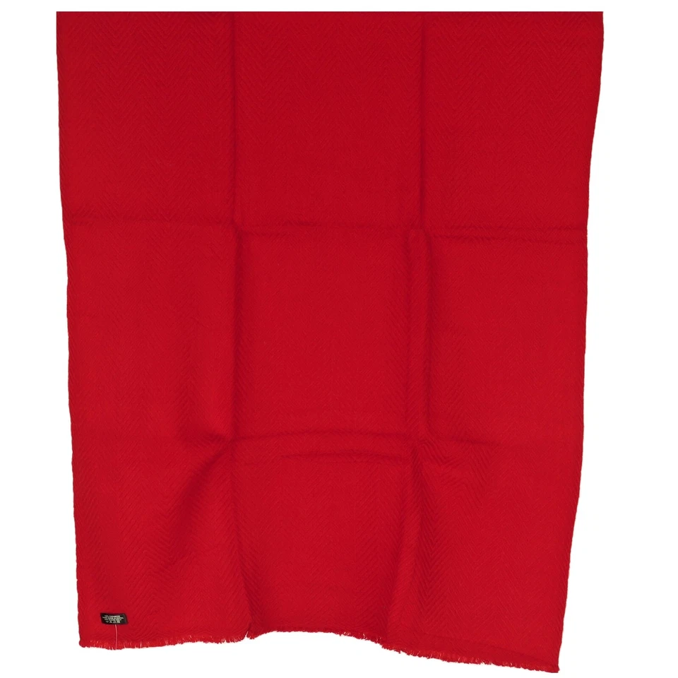 Cachemira | Mantón | 4 capas | Telar a mano | Nepal | Espiga | Rojo tomate Foto 3 de 3