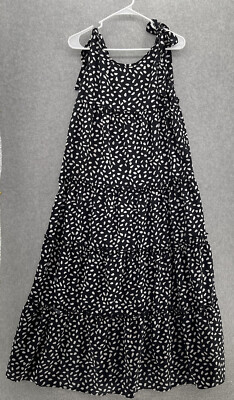 CDM Women's Maxi Dress Tiered Black White Size Small Tie Shoulder Scoop Neck | eBay CDM Women's Maxi Dress Tiered Black White Size Small Tie Shoulder Scoop Neck | eBay