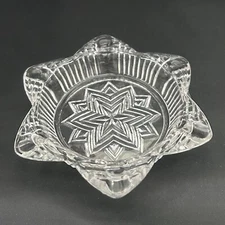 Impressed Star Design Glass Ashtray 6 Slots 4.5 in