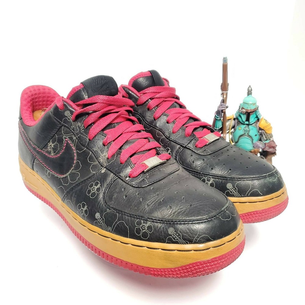 Nike Air Force 1 07 Mens Sneakers Pink Black Floral Lace Up Shoes Size 11