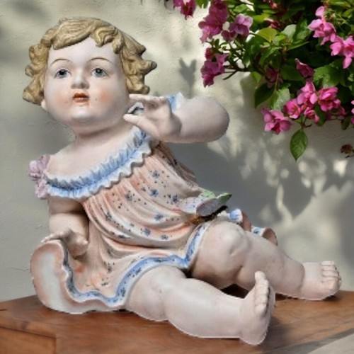 "Estatuilla de muñeca grande alemana bisque piano bebé Conta Boehme con mariposa 8""" - Imagen 22 de 22