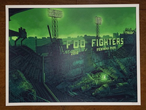 FOO FIGHTERS FENWAY PARK 21. JULI 2018 N1 AP POSTER SIGNIERT DRUCK DANIEL GEFAHR