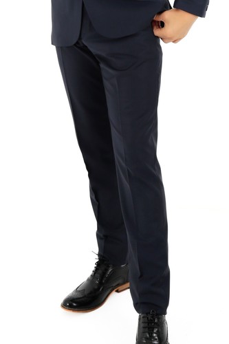 Boys Bar Mitzvah Suit Tailored Fit Navy Blue Wedding Page Boy Prom 3 Piece Set - Picture 8 of 9