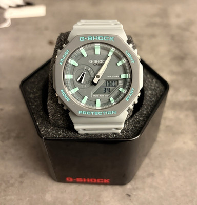 Casio G-Shock Analog-Digital 200m Gray W/Teal Resin Watch w/ Box