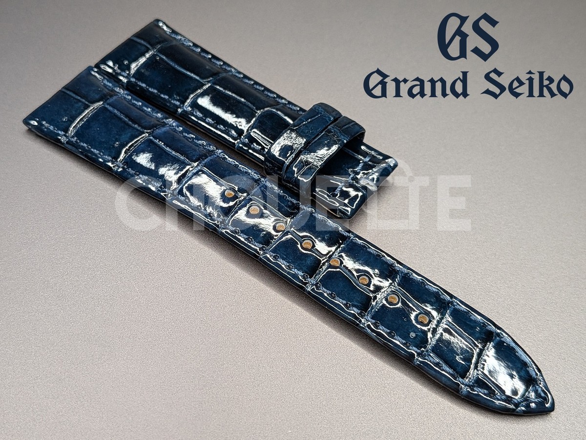 OEM Grand Seiko 19mm Navy Crocodile Leather Band Strap SBGW049