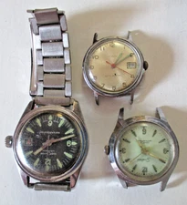 VTG Lot 3 Men's Wristwatches - Parts / Restoration: Timex, Sentinel, Custom Time