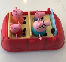Peppa Pig's 4 Seat Red Car Interactive Vehicle Makes Sounds Includes 4 Pigs