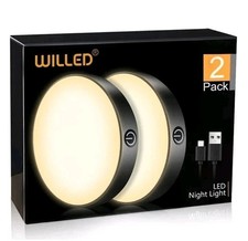 Willed LED Wall Reading Lights Dimmable Rechargeable - Warm White (Pack of 2)
