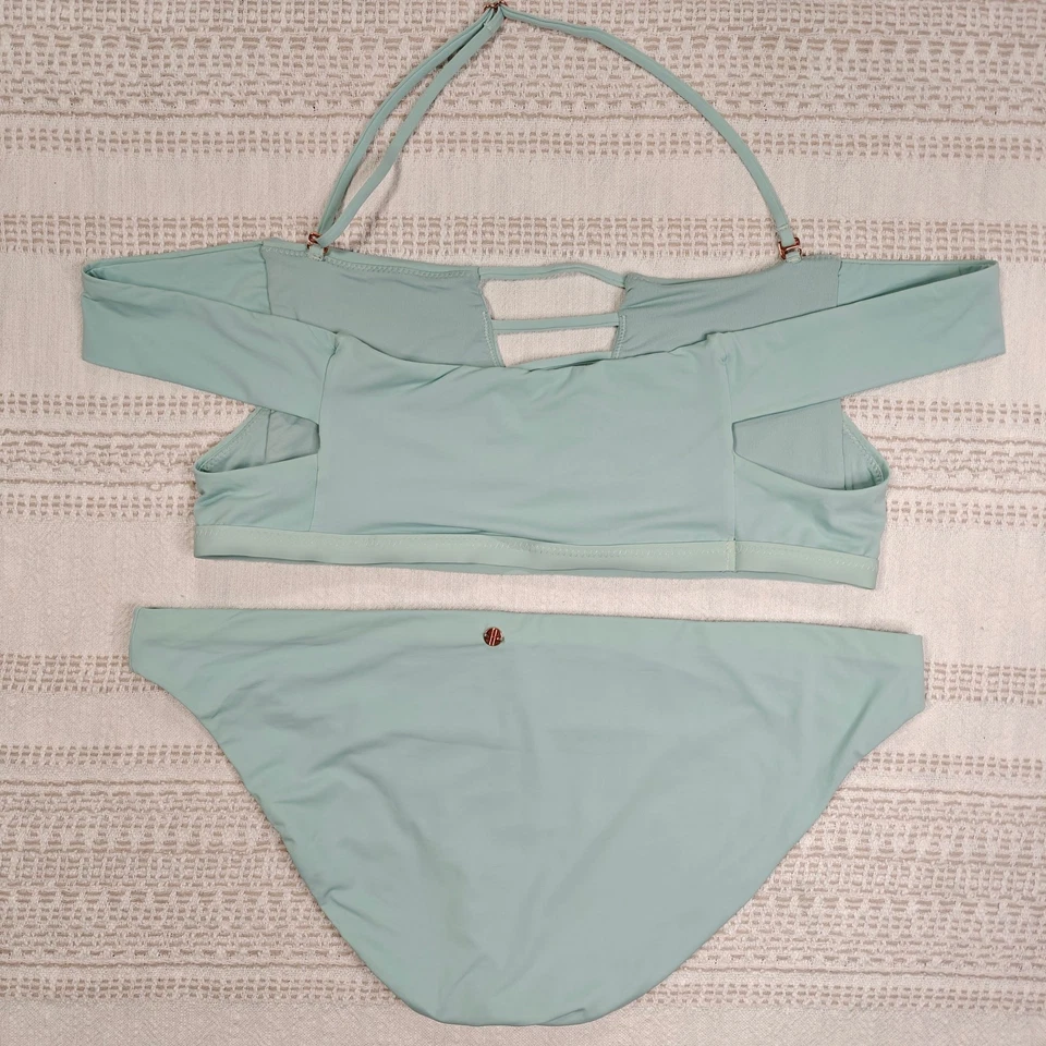 Radio Fiji Off-Shoulder Green Blue Bikini Set Size L NEW - Image 2 of 4