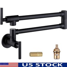 Wall Mount Pot Filler Faucet W/ Dual Handles Solid Brass Aerator Kitchen New