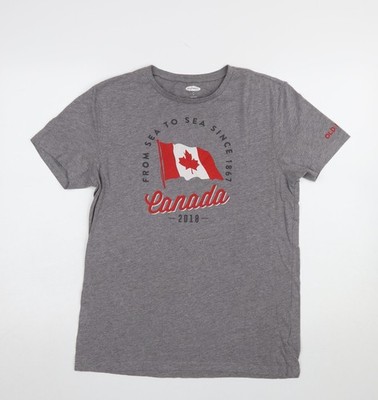 Old Navy Herren T-Shirt grau Kanada Flagge Grafik Größe S